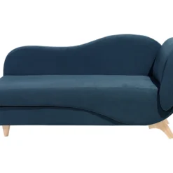 Chaise Longue Côté Droit En Velours Bleu Marine MERI -Promos Chesteris Boutique meridienne 16674275