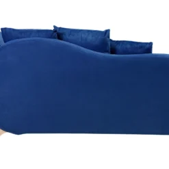 Chaise Longue Côté Droit En Velours Bleu Marine MERI -Promos Chesteris Boutique meridienne 16674283
