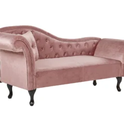 Chaise Longue Côté Gauche En Velours Rose LATTES 10 Chaise Longue Côté Gauche En Velours Rose LATTES -Promos Chesteris Boutique meridienne 16674293