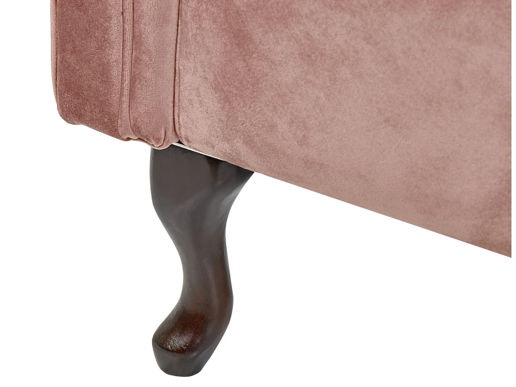Chaise Longue Côté Gauche En Velours Rose LATTES 7 Chaise Longue Côté Gauche En Velours Rose LATTES – Image 7