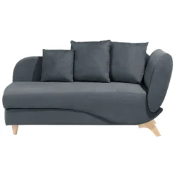 Chaise Longue Côté Droit En Velours Gris Foncé MERI