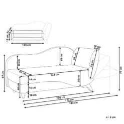 Chaise Longue Côté Droit En Velours Gris Foncé MERI -Promos Chesteris Boutique meridienne 16674481