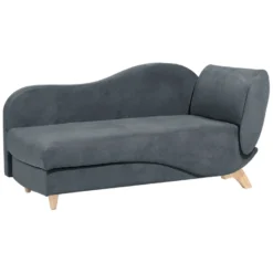 Chaise Longue Côté Droit En Velours Gris Foncé MERI -Promos Chesteris Boutique meridienne 16674487