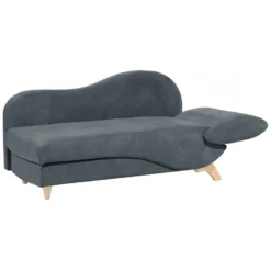 Chaise Longue Côté Droit En Velours Gris Foncé MERI -Promos Chesteris Boutique meridienne 16674489
