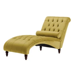 Chaise Longue En Velours Moutarde MURET -Promos Chesteris Boutique meridienne 16674535