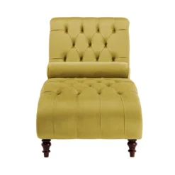 Chaise Longue En Velours Moutarde MURET -Promos Chesteris Boutique meridienne 16674537