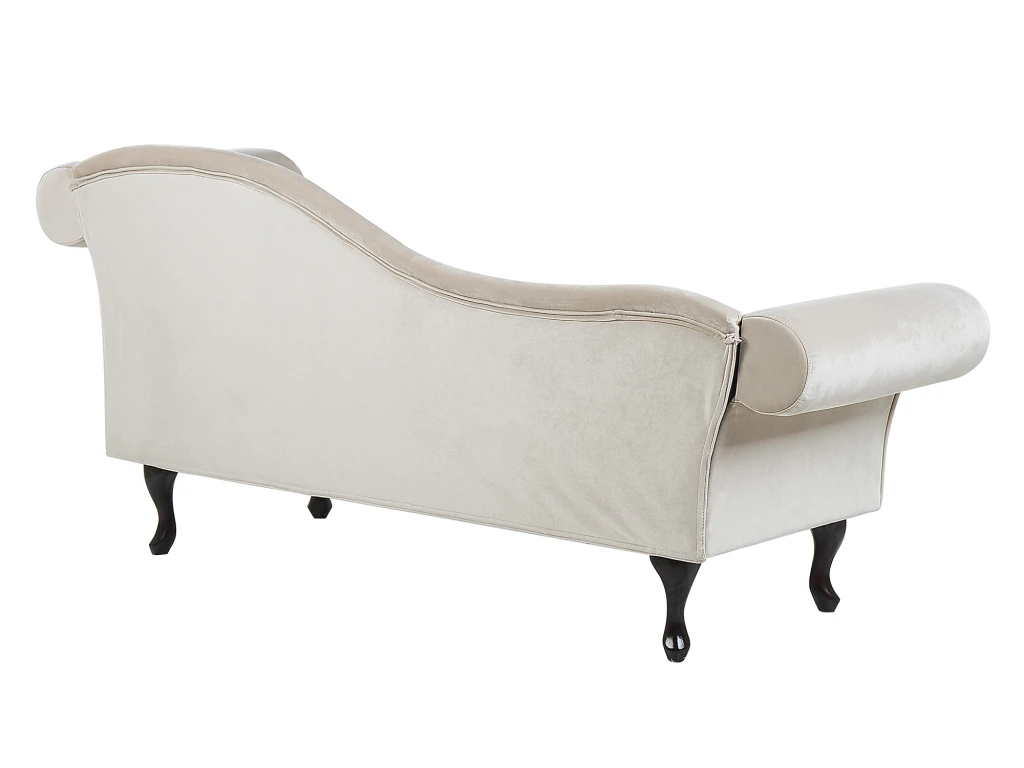 Chaise Longue Côté Droit En Velours Beige LATTES 5 Chaise Longue Côté Droit En Velours Beige LATTES – Image 5