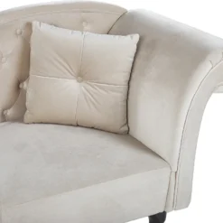Chaise Longue Côté Droit En Velours Beige LATTES 12 Chaise Longue Côté Droit En Velours Beige LATTES -Promos Chesteris Boutique meridienne 16674781