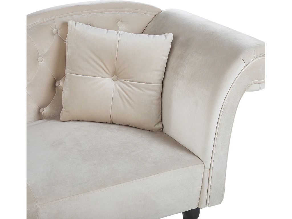 Chaise Longue Côté Droit En Velours Beige LATTES 6 Chaise Longue Côté Droit En Velours Beige LATTES – Image 6