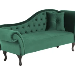 Chaise Longue Côté Droit En Velours Vert Foncé LATTES -Promos Chesteris Boutique meridienne 16674877