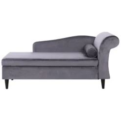 Chaise Longue Côté Droit En Velours Gris Foncé LUIRO