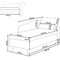 Chaise Longue Côté Droit En Velours Gris Foncé LUIRO -Promos Chesteris Boutique meridienne 16674977