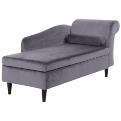 Chaise Longue Côté Droit En Velours Gris Foncé LUIRO -Promos Chesteris Boutique meridienne 16674979