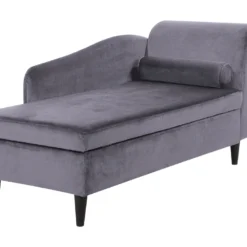 Chaise Longue Côté Droit En Velours Gris Foncé LUIRO -Promos Chesteris Boutique meridienne 16674981