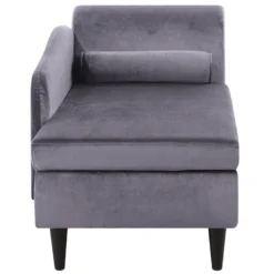 Chaise Longue Côté Droit En Velours Gris Foncé LUIRO -Promos Chesteris Boutique meridienne 16674983