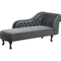 Méridienne Chesterfield Côté Droit En Velours Gris NIMES -Promos Chesteris Boutique meridienne 16675187