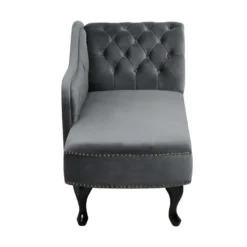 Méridienne Chesterfield Côté Droit En Velours Gris NIMES -Promos Chesteris Boutique meridienne 16675189