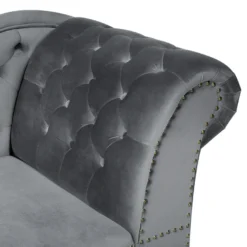 Méridienne Chesterfield Côté Droit En Velours Gris NIMES -Promos Chesteris Boutique meridienne 16675195