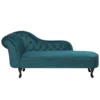 Chaise Longue Chesterfield En Velours Vert Canard Côté Gauche NIMES