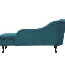 Chaise Longue Chesterfield En Velours Vert Canard Côté Gauche NIMES -Promos Chesteris Boutique meridienne 16675289