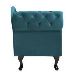 Chaise Longue Chesterfield En Velours Vert Canard Côté Gauche NIMES -Promos Chesteris Boutique meridienne 16675291