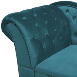 Chaise Longue Chesterfield En Velours Vert Canard Côté Gauche NIMES -Promos Chesteris Boutique meridienne 16675293
