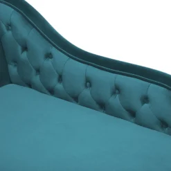 Chaise Longue Chesterfield En Velours Vert Canard Côté Gauche NIMES -Promos Chesteris Boutique meridienne 16675295