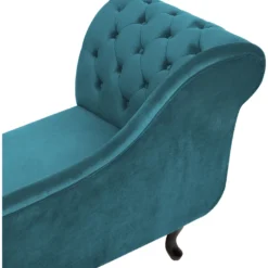 Chaise Longue Chesterfield En Velours Vert Canard Côté Gauche NIMES -Promos Chesteris Boutique meridienne 16675297