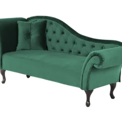 Chaise Longue Côté Gauche En Velours Vert Foncé LATTES 10 Chaise Longue Côté Gauche En Velours Vert Foncé LATTES -Promos Chesteris Boutique meridienne 16675387