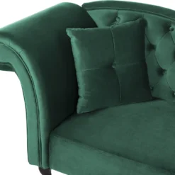 Chaise Longue Côté Gauche En Velours Vert Foncé LATTES 12 Chaise Longue Côté Gauche En Velours Vert Foncé LATTES -Promos Chesteris Boutique meridienne 16675391