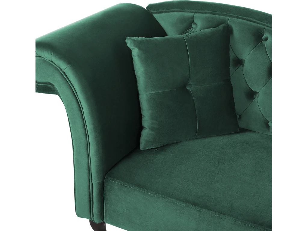 Chaise Longue Côté Gauche En Velours Vert Foncé LATTES 6 Chaise Longue Côté Gauche En Velours Vert Foncé LATTES – Image 6