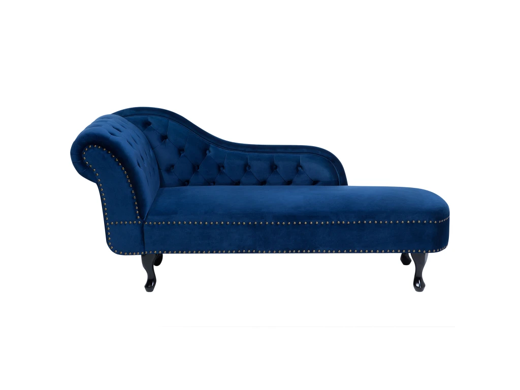 Méridienne Chesterfield En Velours Bleu Côté Gauche NIMES 1 Méridienne Chesterfield En Velours Bleu Côté Gauche NIMES