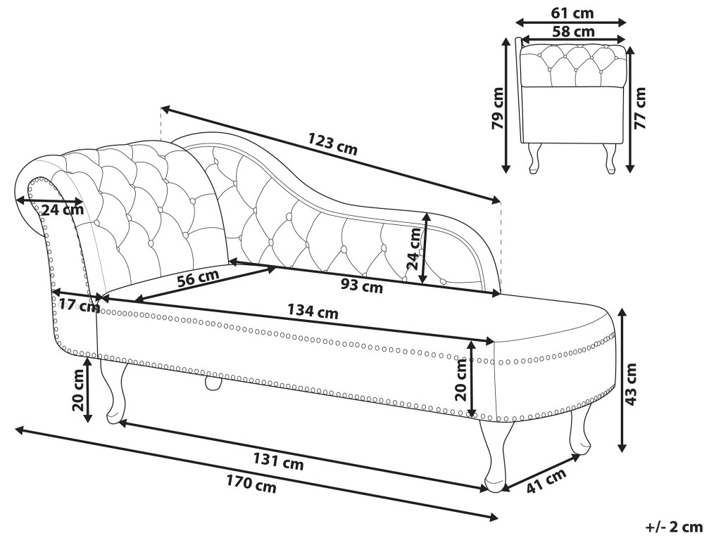Méridienne Chesterfield En Velours Bleu Côté Gauche NIMES 3 Méridienne Chesterfield En Velours Bleu Côté Gauche NIMES – Image 3
