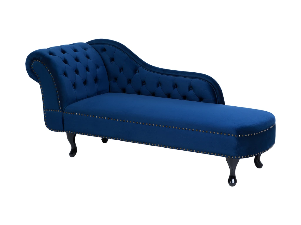 Méridienne Chesterfield En Velours Bleu Côté Gauche NIMES 4 Méridienne Chesterfield En Velours Bleu Côté Gauche NIMES – Image 4