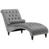 Chaise Longue En Velours Gris Clair MURET