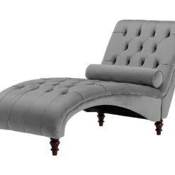 Chaise Longue En Velours Gris Clair MURET 12 Chaise Longue En Velours Gris Clair MURET -Promos Chesteris Boutique meridienne 16675579