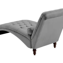 Chaise Longue En Velours Gris Clair MURET 13 Chaise Longue En Velours Gris Clair MURET -Promos Chesteris Boutique meridienne 16675581