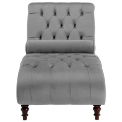 Chaise Longue En Velours Gris Clair MURET 14 Chaise Longue En Velours Gris Clair MURET -Promos Chesteris Boutique meridienne 16675583