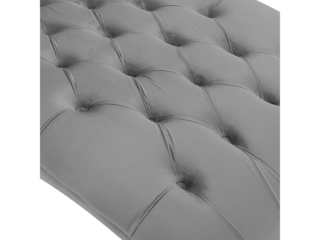 Chaise Longue En Velours Gris Clair MURET 9 Chaise Longue En Velours Gris Clair MURET – Image 9