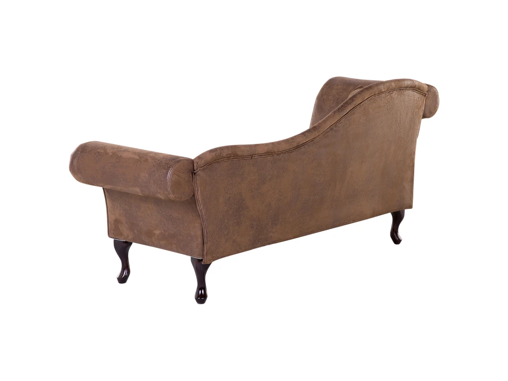 Méridienne Côté Gauche En Cuir Suède Marron LATTES 6 Méridienne Côté Gauche En Cuir Suède Marron LATTES – Image 6