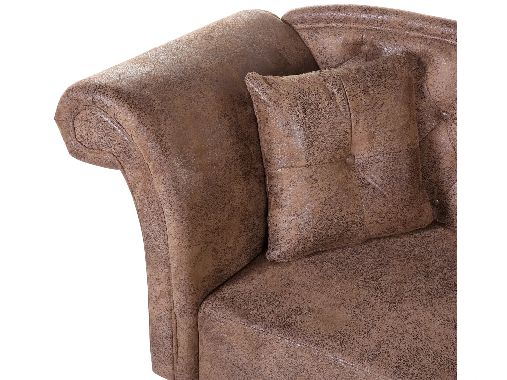 Méridienne Côté Gauche En Cuir Suède Marron LATTES 7 Méridienne Côté Gauche En Cuir Suède Marron LATTES – Image 7