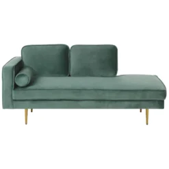 Chaise Longue En Velours Vert Menthe Côté Gauche MIRAMAS