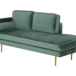 Chaise Longue En Velours Vert Menthe Côté Gauche MIRAMAS -Promos Chesteris Boutique meridienne 16675797