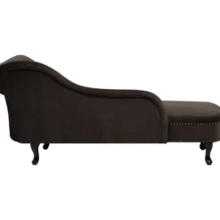 Chaise Longue En Velours Marron Côté Droit Style Chesterfield NIMES -Promos Chesteris Boutique meridienne 16675847