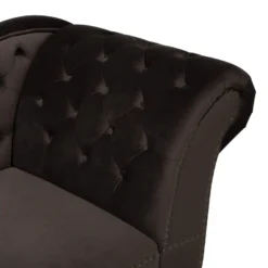 Chaise Longue En Velours Marron Côté Droit Style Chesterfield NIMES -Promos Chesteris Boutique meridienne 16675851