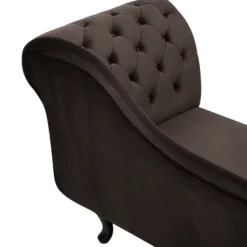 Chaise Longue En Velours Marron Côté Droit Style Chesterfield NIMES -Promos Chesteris Boutique meridienne 16675855
