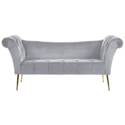 Chaise Longue En Velours Gris NANTILLY