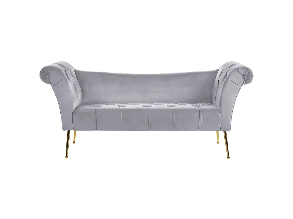 Chaise Longue En Velours Gris NANTILLY 1 Chaise Longue En Velours Gris NANTILLY