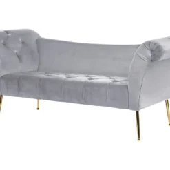 Chaise Longue En Velours Gris NANTILLY 12 Chaise Longue En Velours Gris NANTILLY -Promos Chesteris Boutique meridienne 16676237