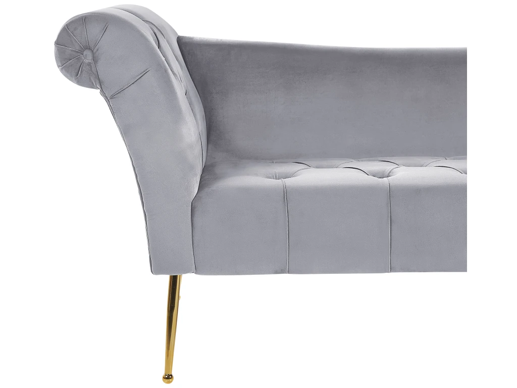 Chaise Longue En Velours Gris NANTILLY 6 Chaise Longue En Velours Gris NANTILLY – Image 6